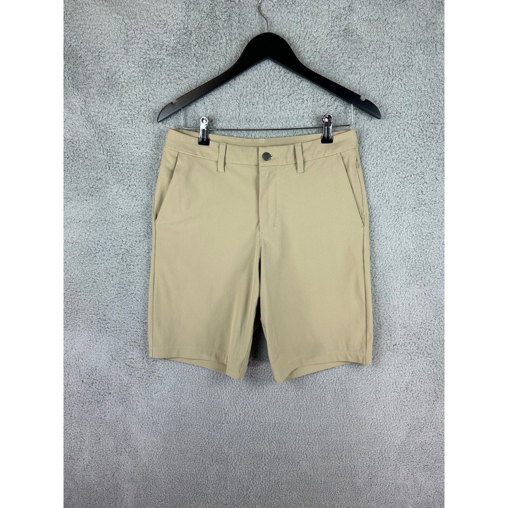 Lululemon Commission Shorts Mens 29  Beige Chino Style Flat Front Golf Stretch